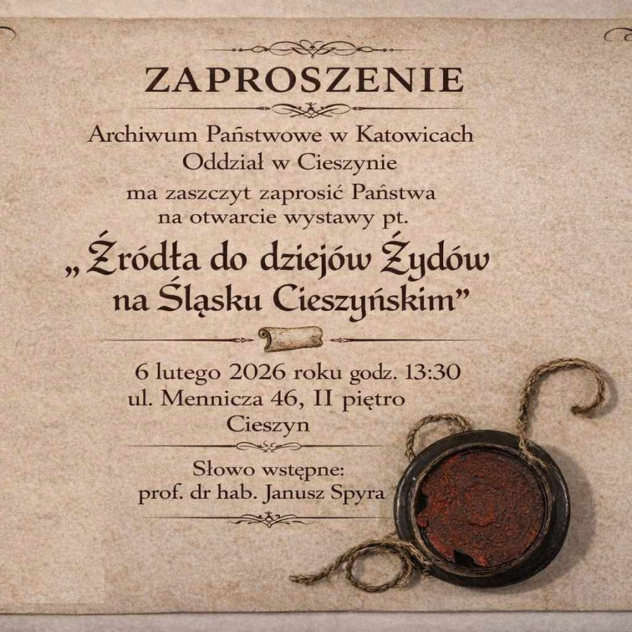 Źródła do dziejów Żydów na Śląsku Cieszyńskim – wystawa